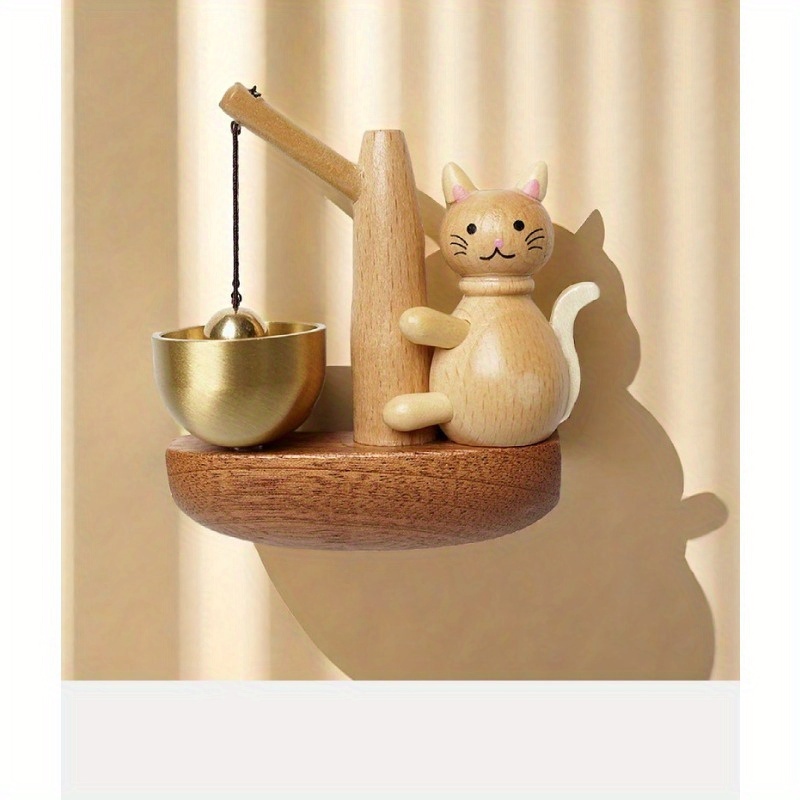 Handcrafted Wooden Cat Doorbell Chime