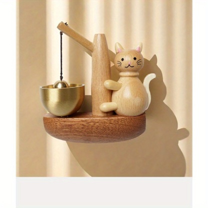 Handcrafted Wooden Cat Doorbell Chime