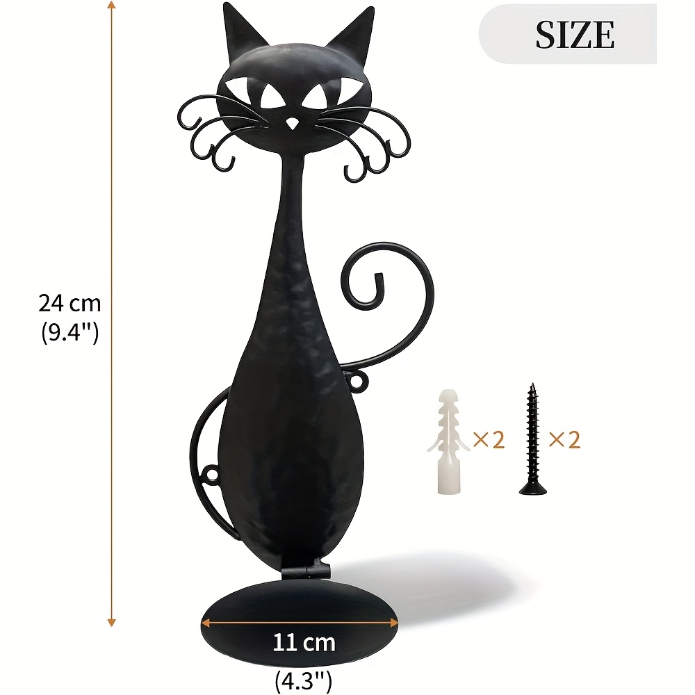 1 Pack Black Cat Metal Wall Candle Sconce 
