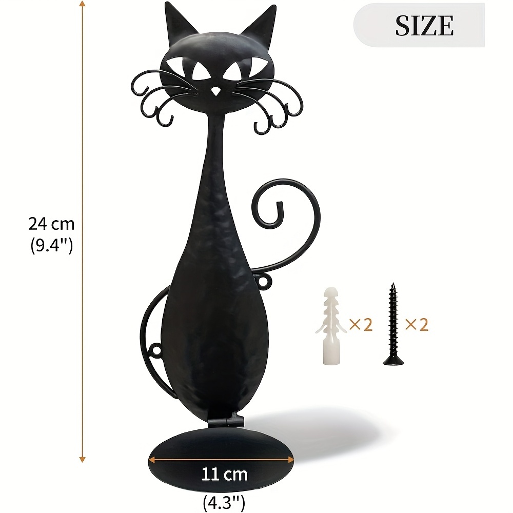 1 Pack Black Cat Metal Wall Candle Sconce 