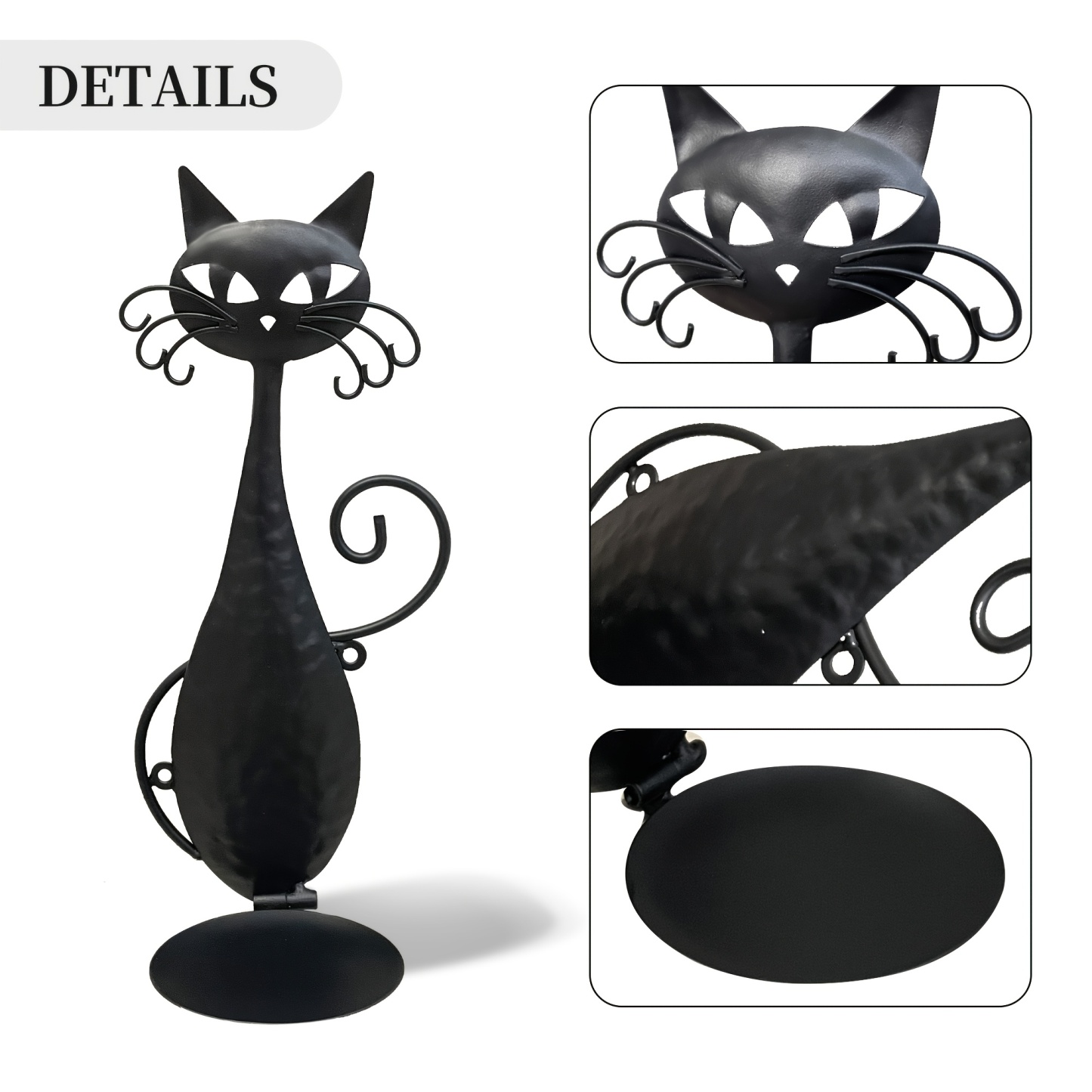 1 Pack Black Cat Metal Wall Candle Sconce 