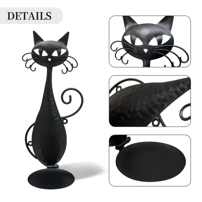 1 Pack Black Cat Metal Wall Candle Sconce 