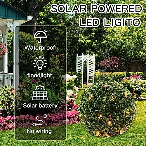 8-Inch Solar Lighted Artificial Boxwood Topiary Ball