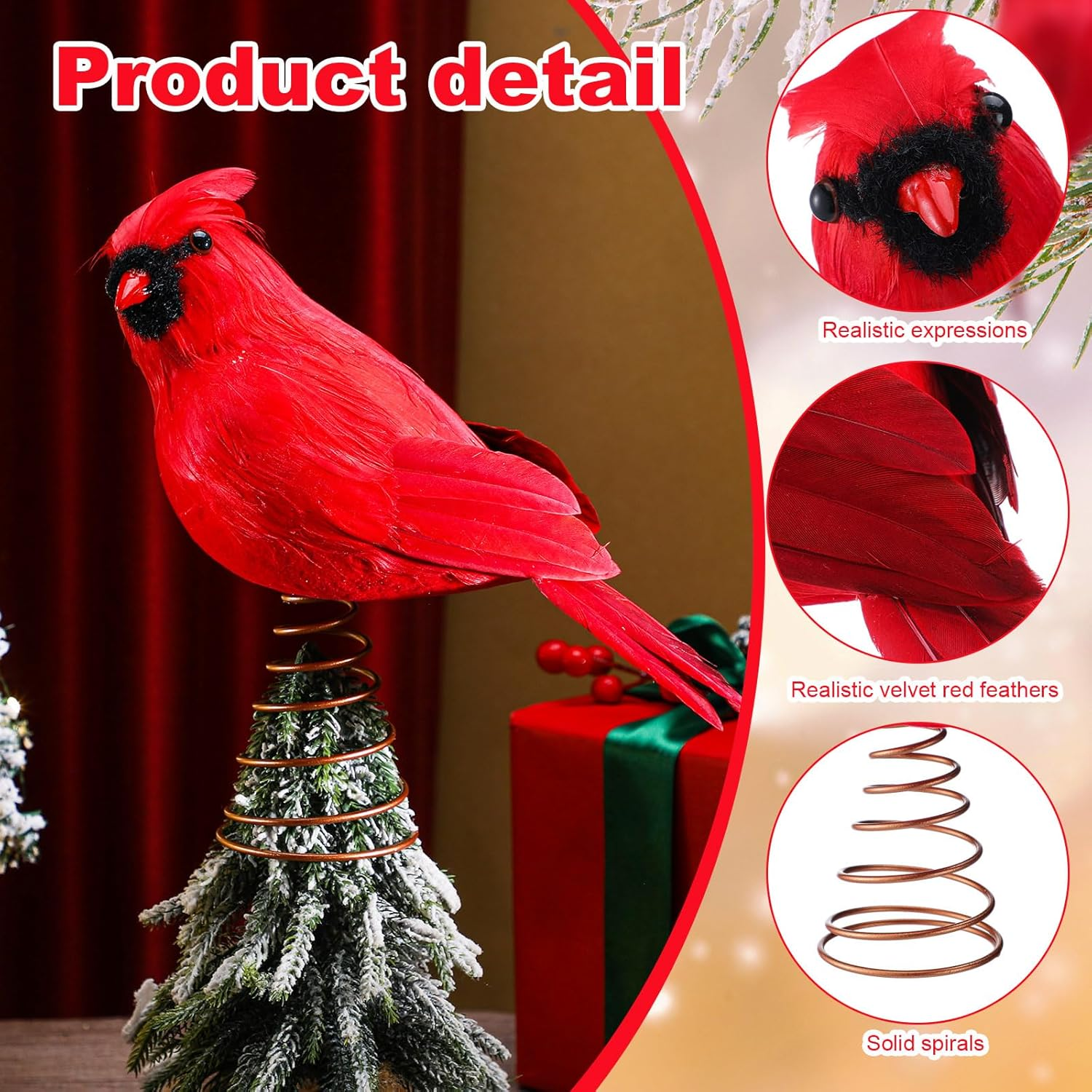 11.8'' Red Cardinal Christmas Tree Topper