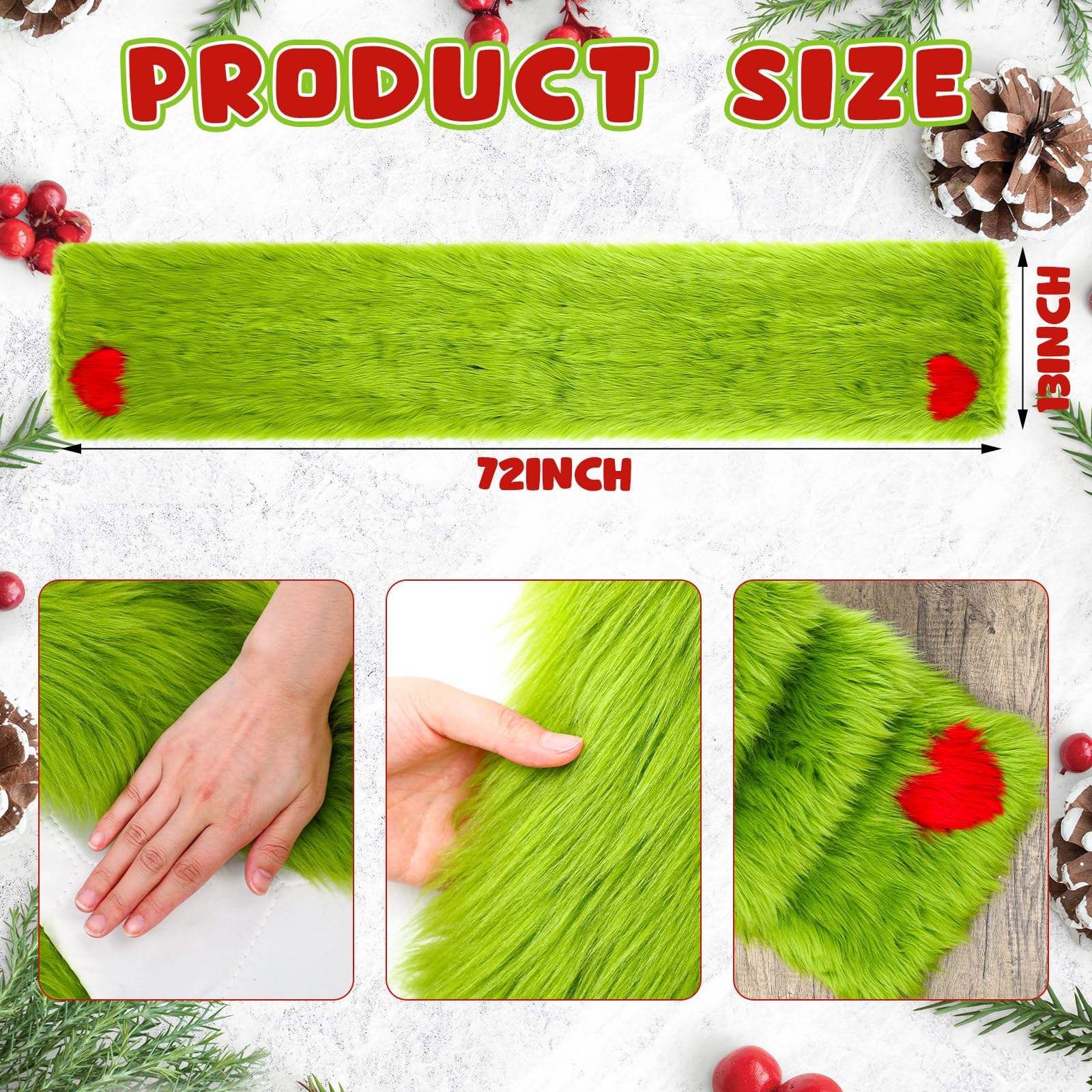 Christmas Tree Table Runner Green Faux Fur Table Runner