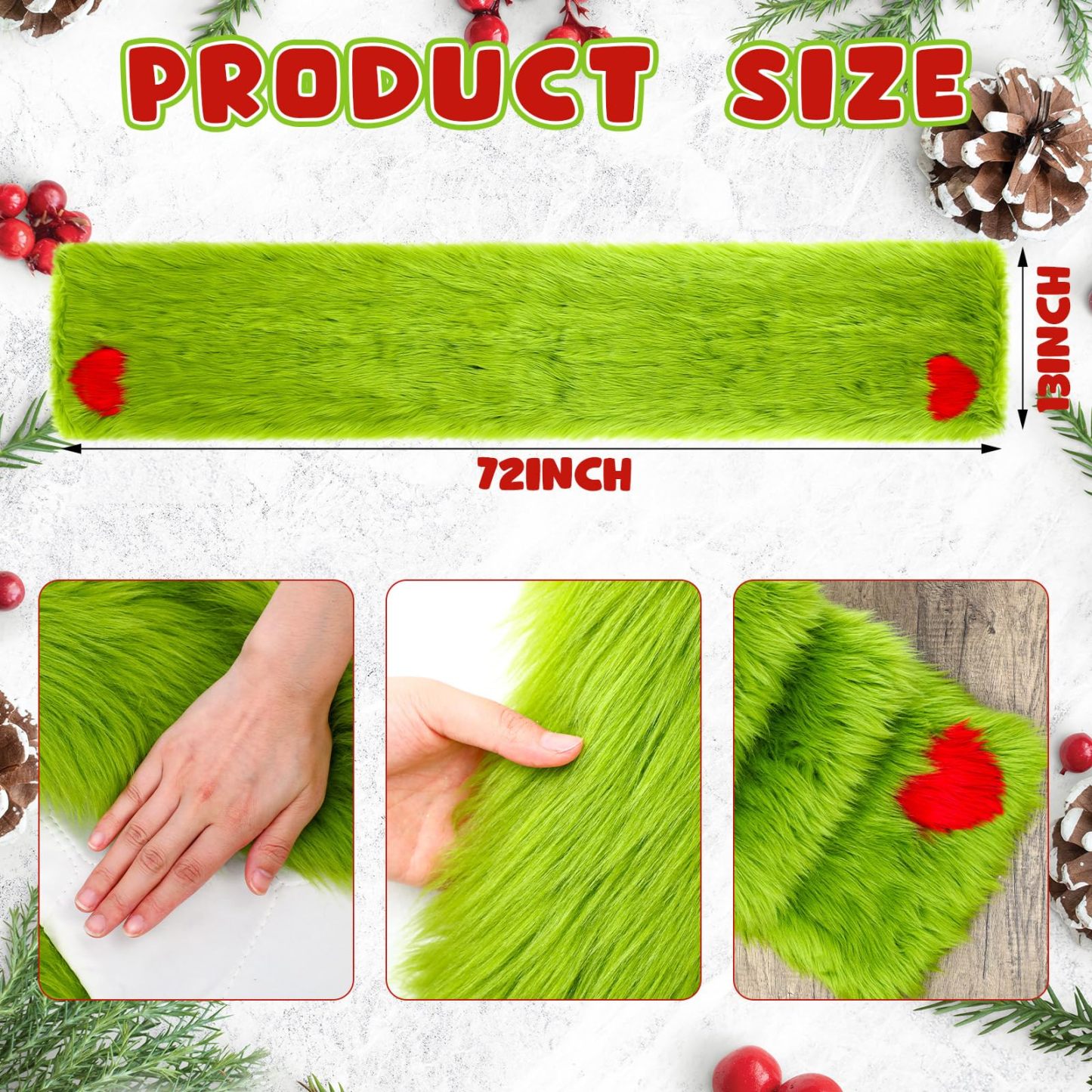 Christmas Tree Table Runner Green Faux Fur Table Runner