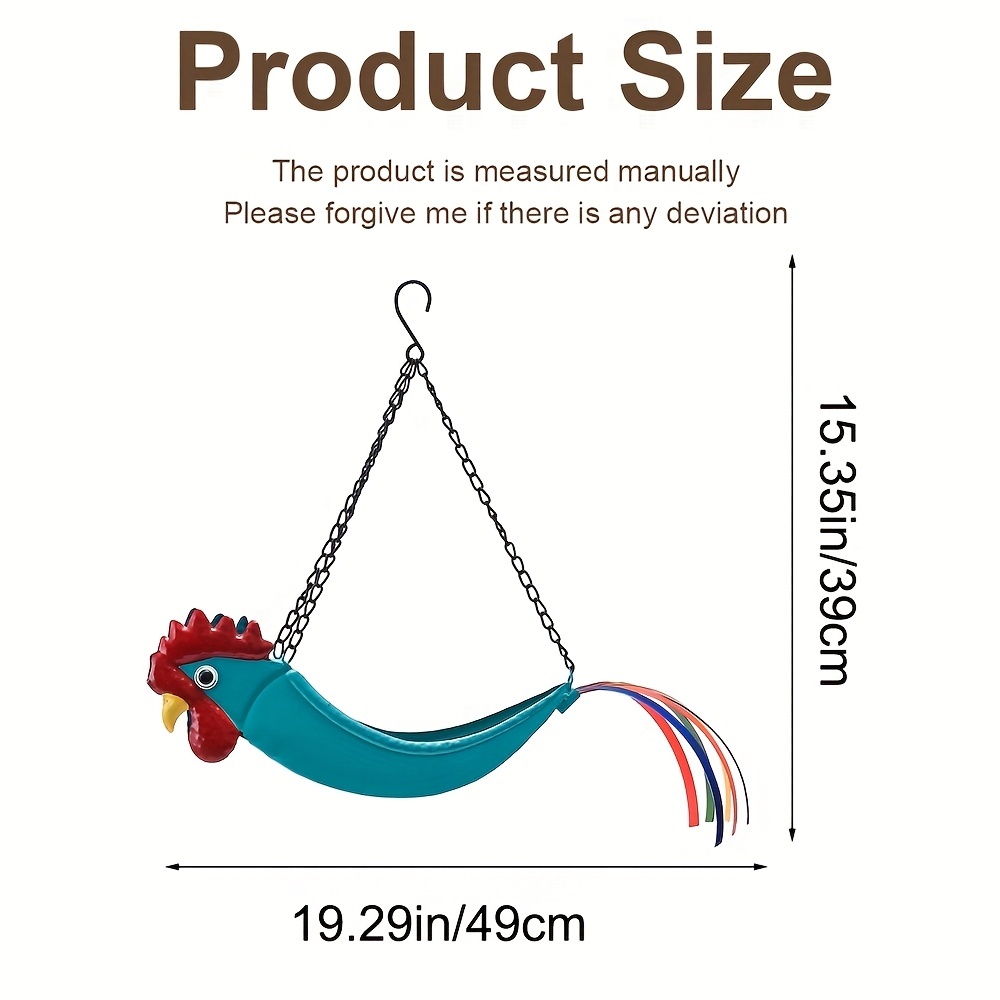 Metal Rooster Hanging Planter with Chain