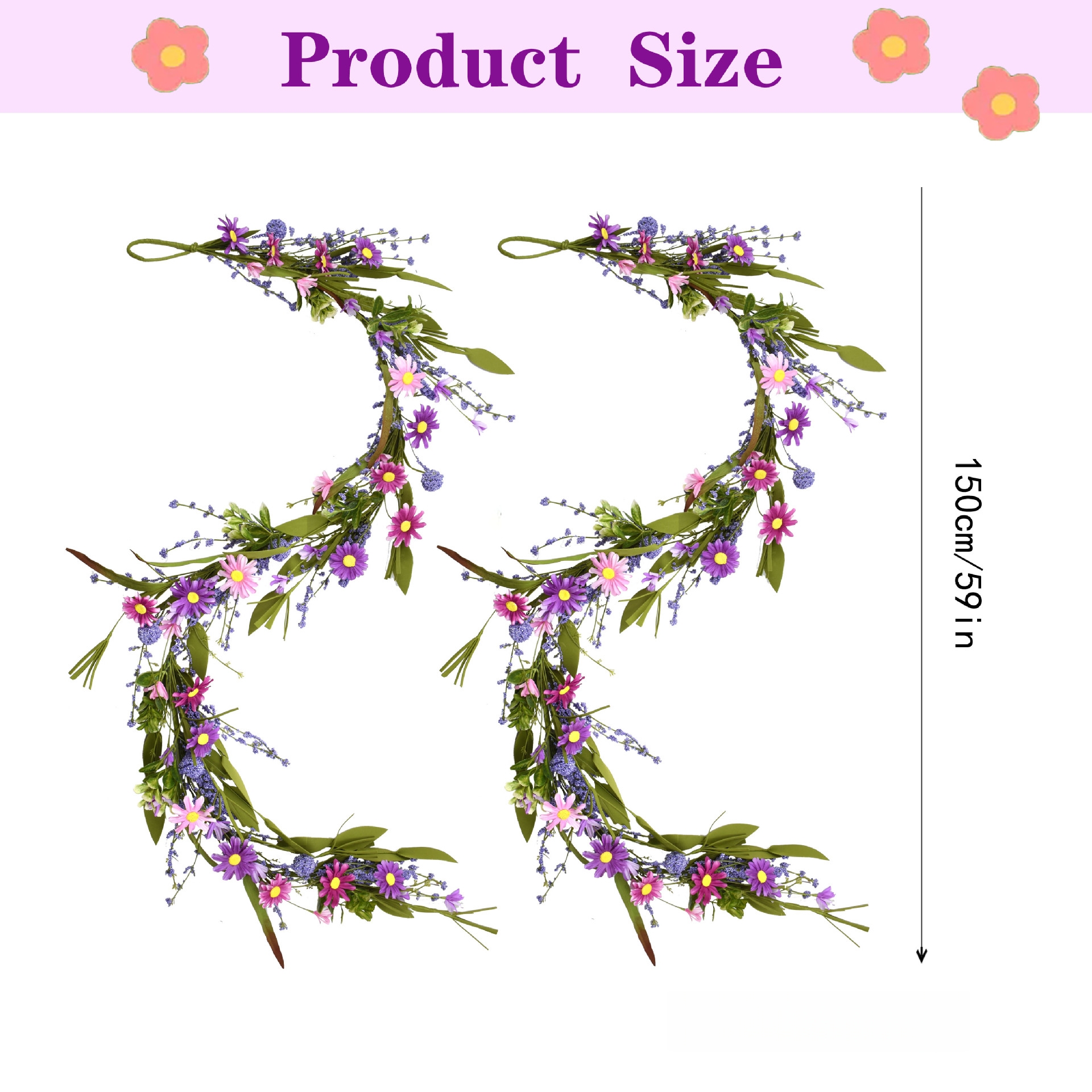 Artificial Spring Lavender Floral Garland