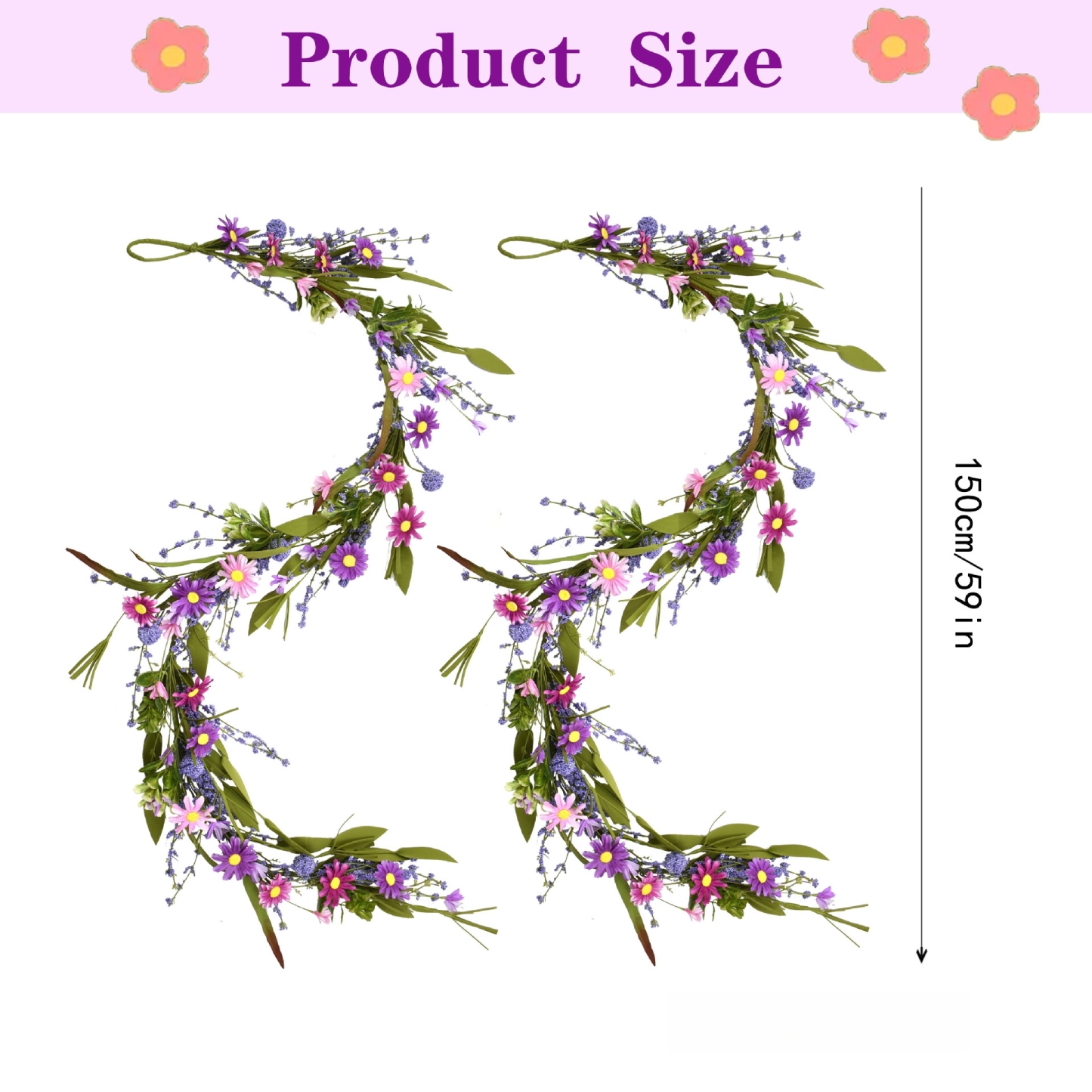 Artificial Spring Lavender Floral Garland