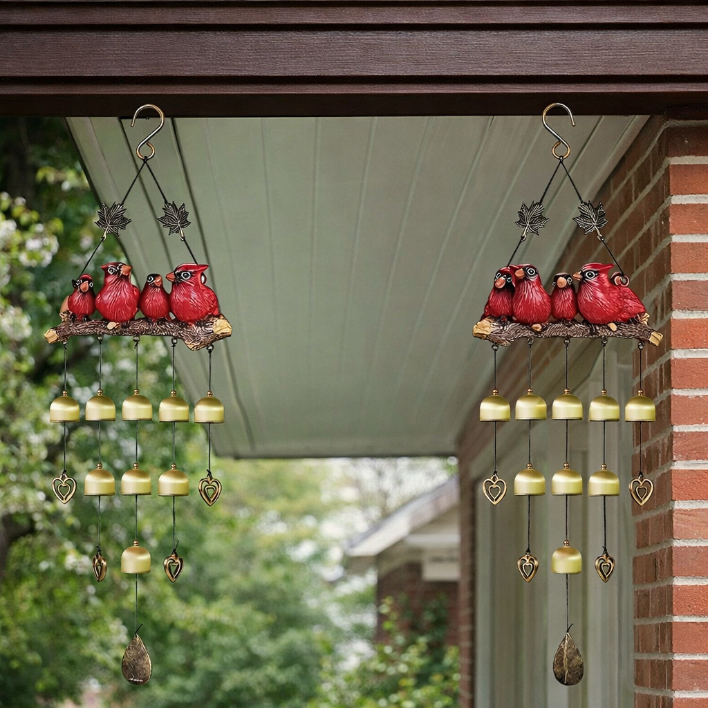 Bird Family Hanging Wind Chime with Bells