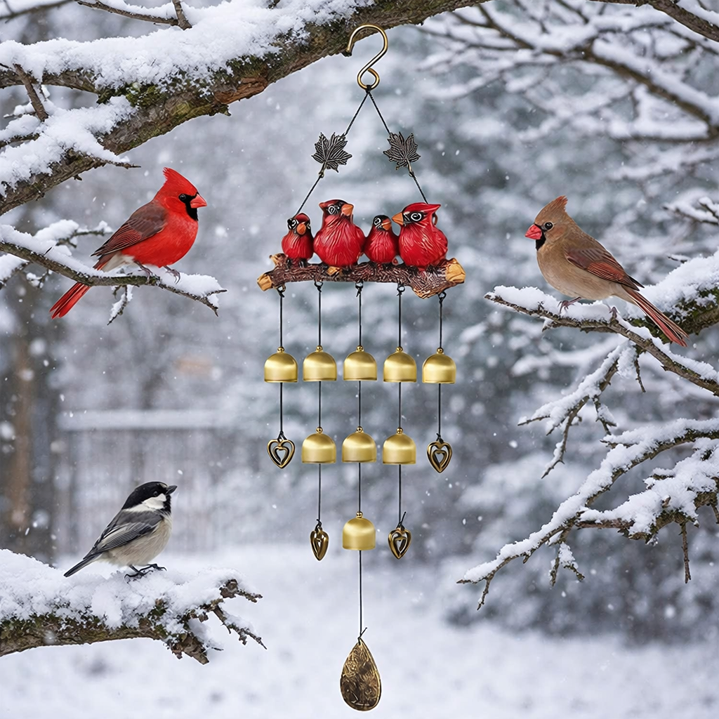 Bird Family Hanging Wind Chime with Bells