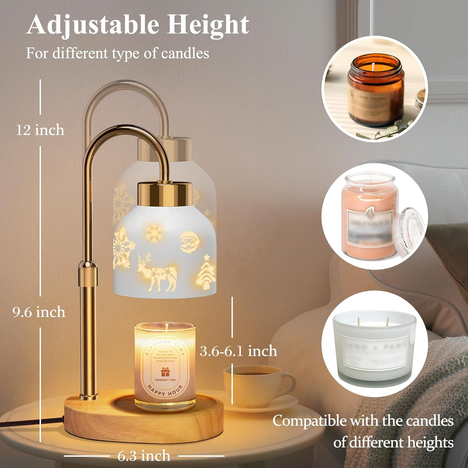 Christmas Candle Warmer Lamp with Timer and Dimmer