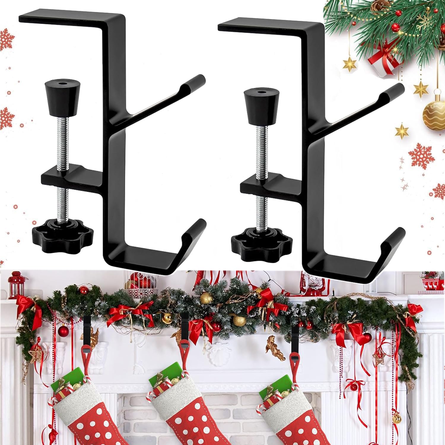 2 Pack Adjustable Christmas Stocking Garland Hangers