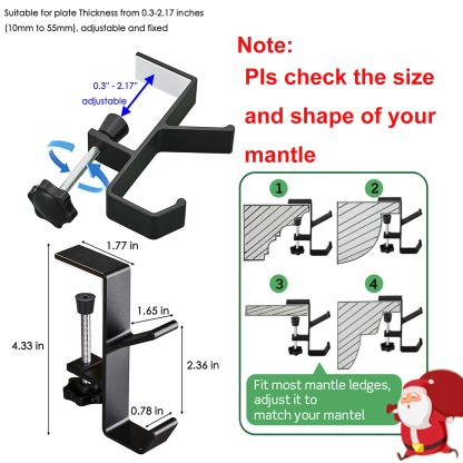 2 Pack Adjustable Christmas Stocking Garland Hangers