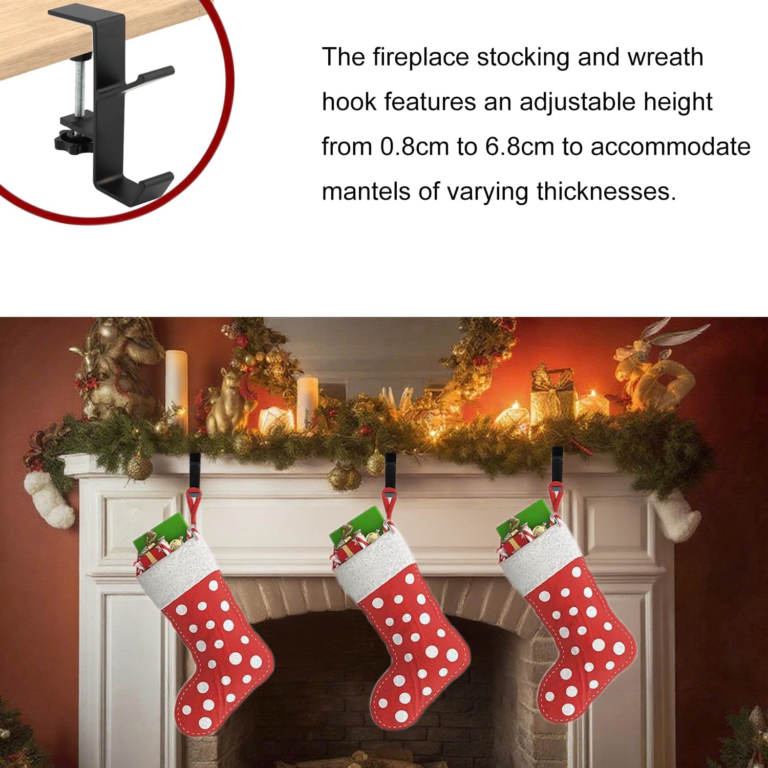 2 Pack Adjustable Christmas Stocking Garland Hangers