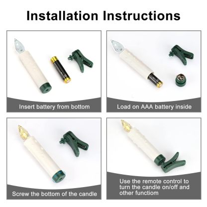 10 Pack LED Flameless Taper Candles with Remote & Removable Clips