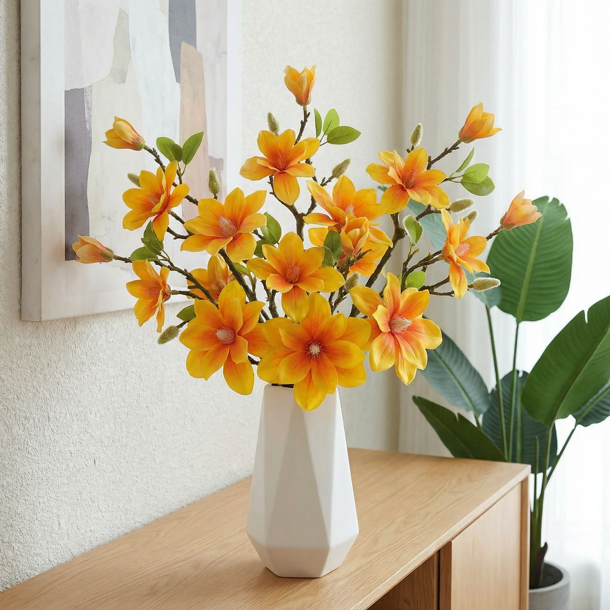 Premium Artificial Magnolia Flower Branch