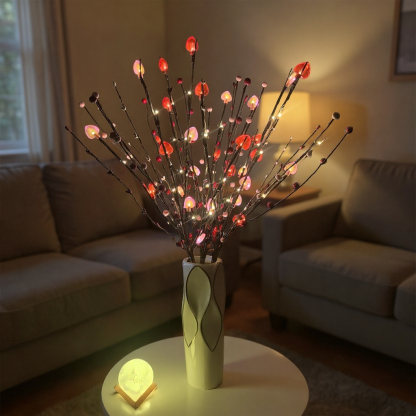 1 Pack Lighted Valentine Heart Berry Branches