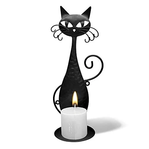 1 Pack Black Cat Metal Wall Candle Sconce 