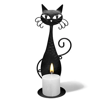 1 Pack Black Cat Metal Wall Candle Sconce 