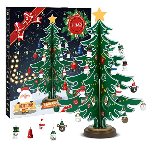 Wooden Christmas Advent Calendar 24-Day Countdown Tree