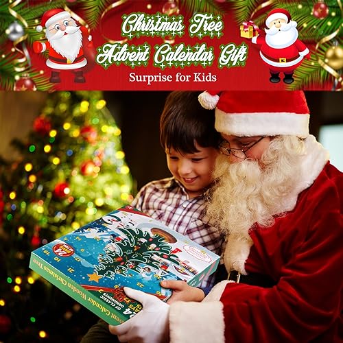 Wooden Christmas Advent Calendar 24-Day Countdown Tree