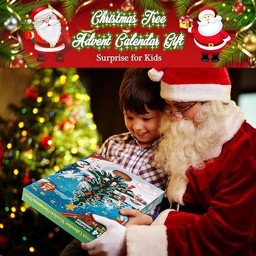 Wooden Christmas Advent Calendar 24-Day Countdown Tree