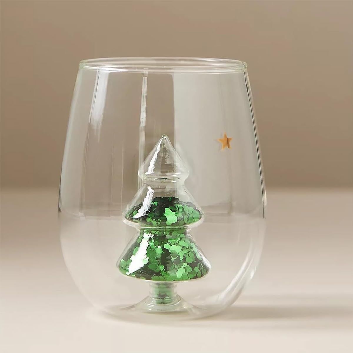 3D Christmas Tree Glitter Wine Glass