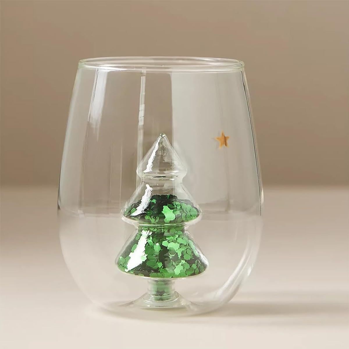 3D Christmas Tree Glitter Wine Glass