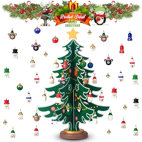 Wooden Christmas Advent Calendar 24-Day Countdown Tree