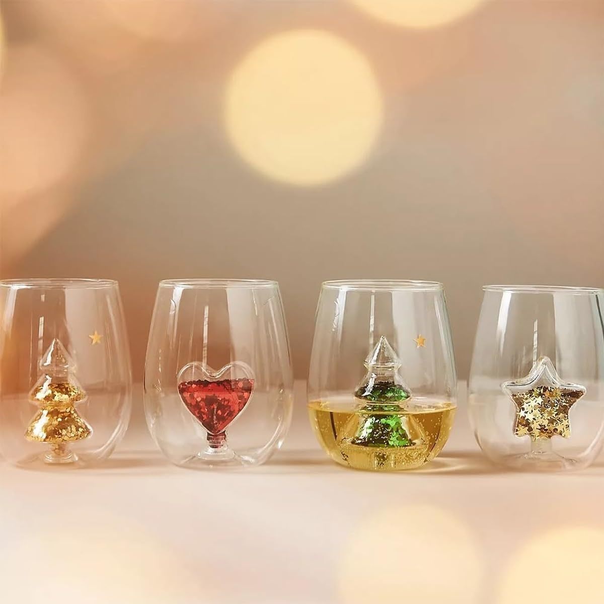 3D Christmas Tree Glitter Wine Glass