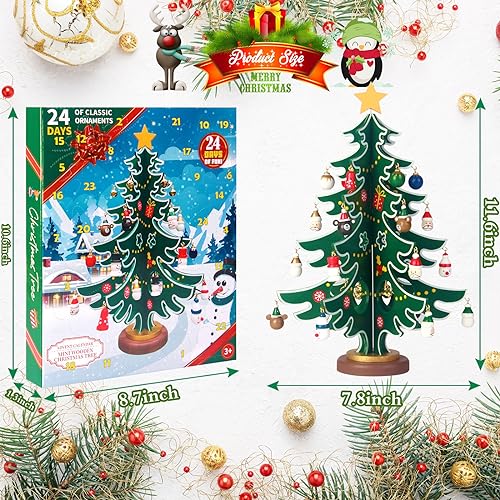 Wooden Christmas Advent Calendar 24-Day Countdown Tree
