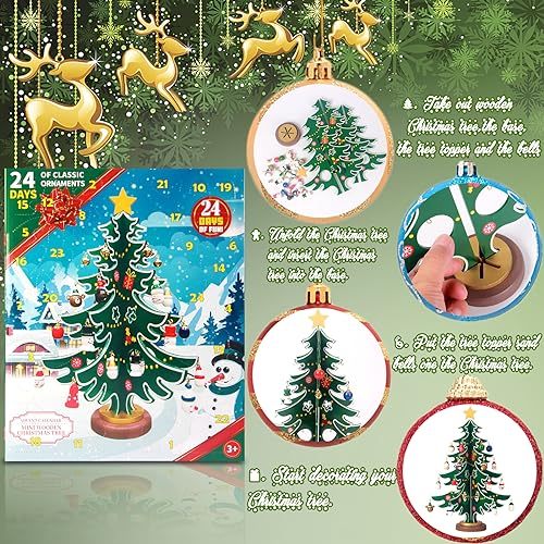 Wooden Christmas Advent Calendar 24-Day Countdown Tree