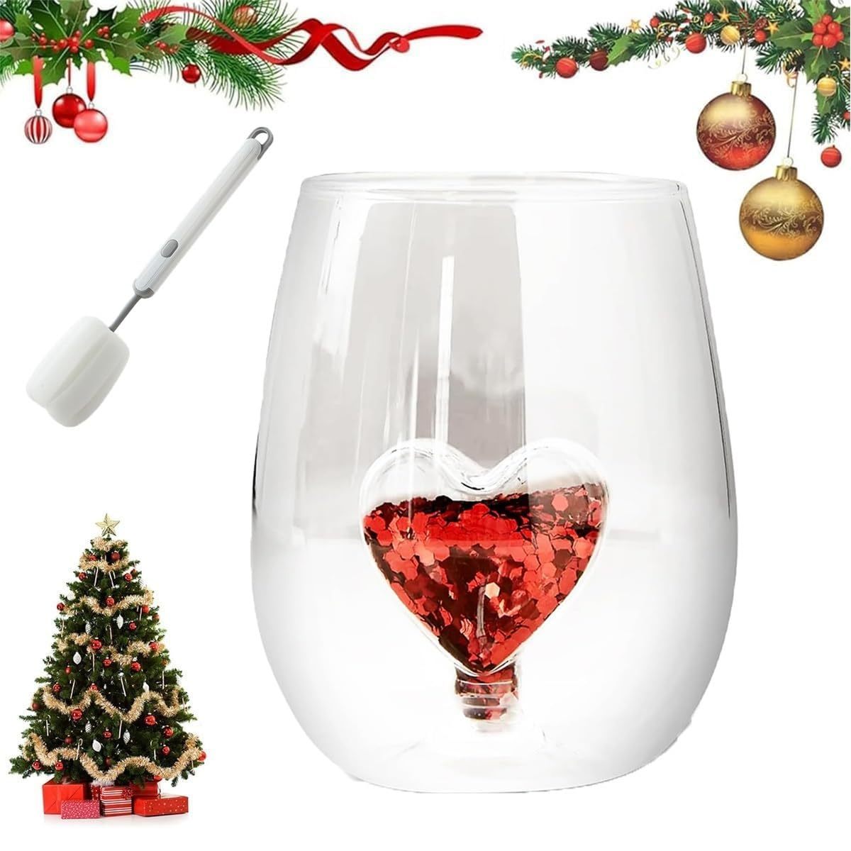 3D Christmas Tree Glitter Wine Glass