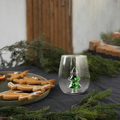 3D Christmas Tree Glitter Wine Glass