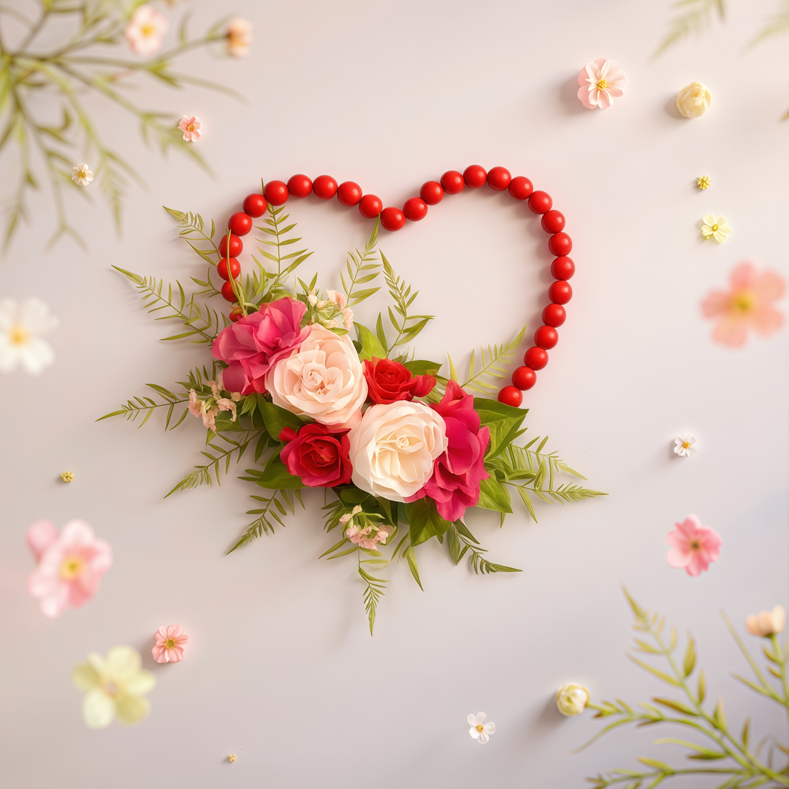 Luxurious Wooden Bead Heart Wreath Hanging Wall Decor