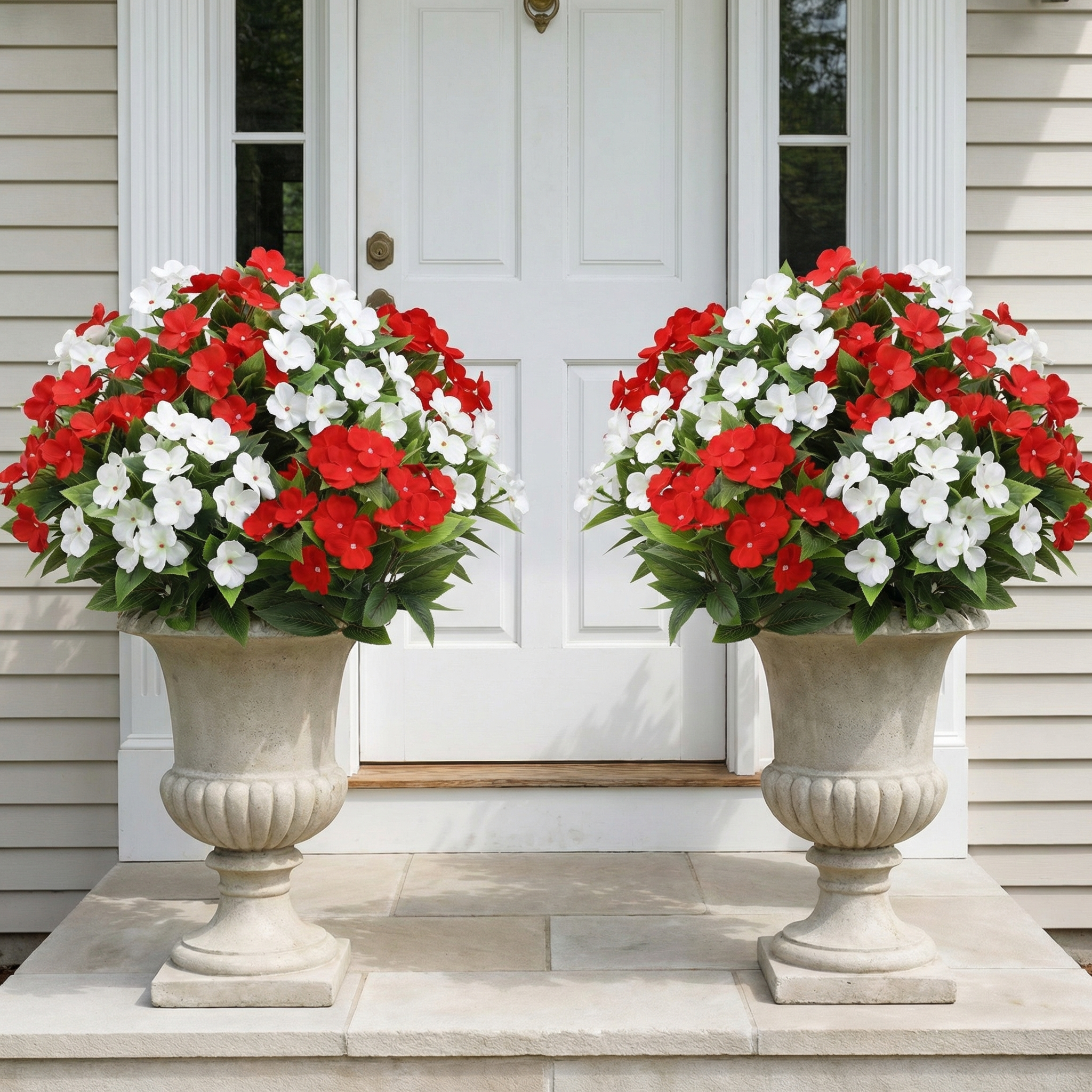 Impatiens Artificial Flowers Multi Color Faux Flower Planter Decor