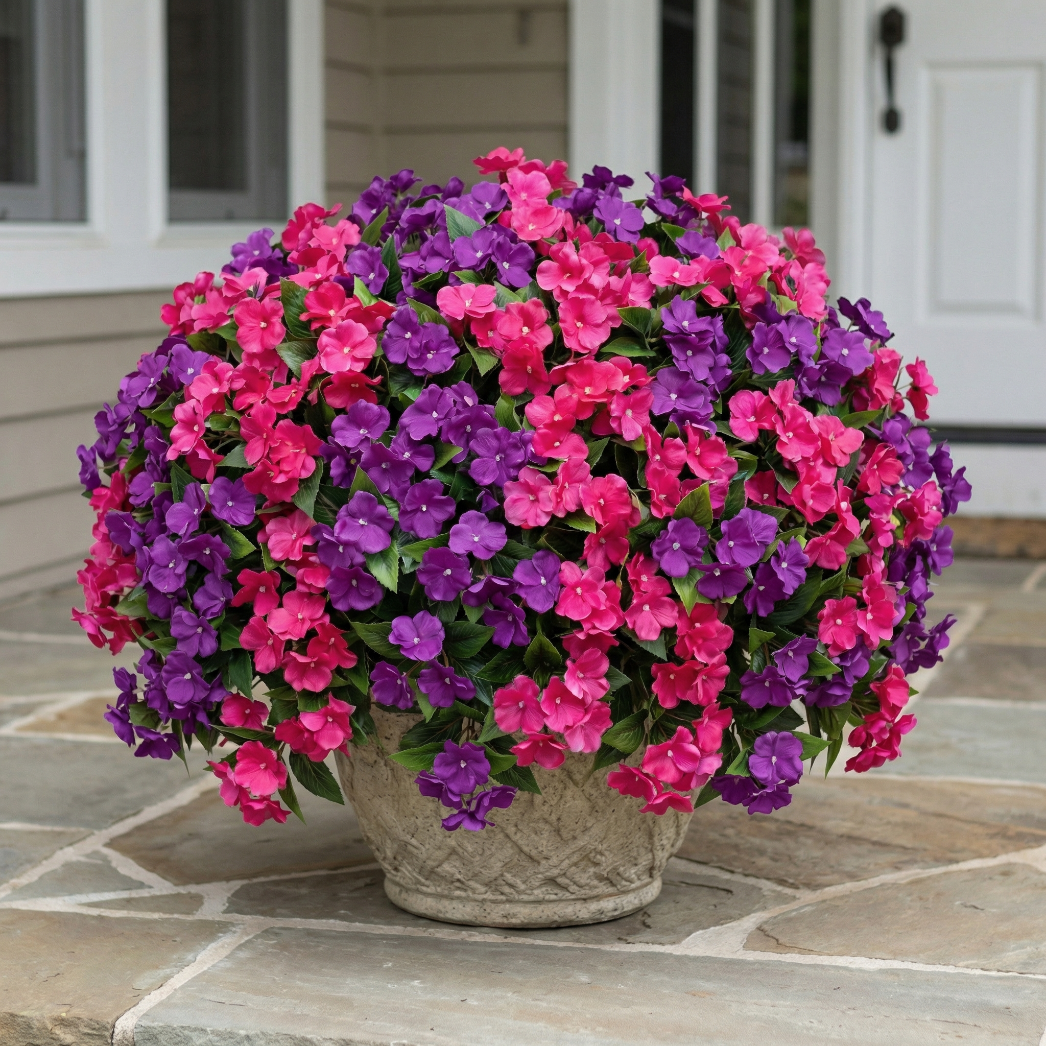 Impatiens Artificial Flowers Multi Color Faux Flower Planter Decor