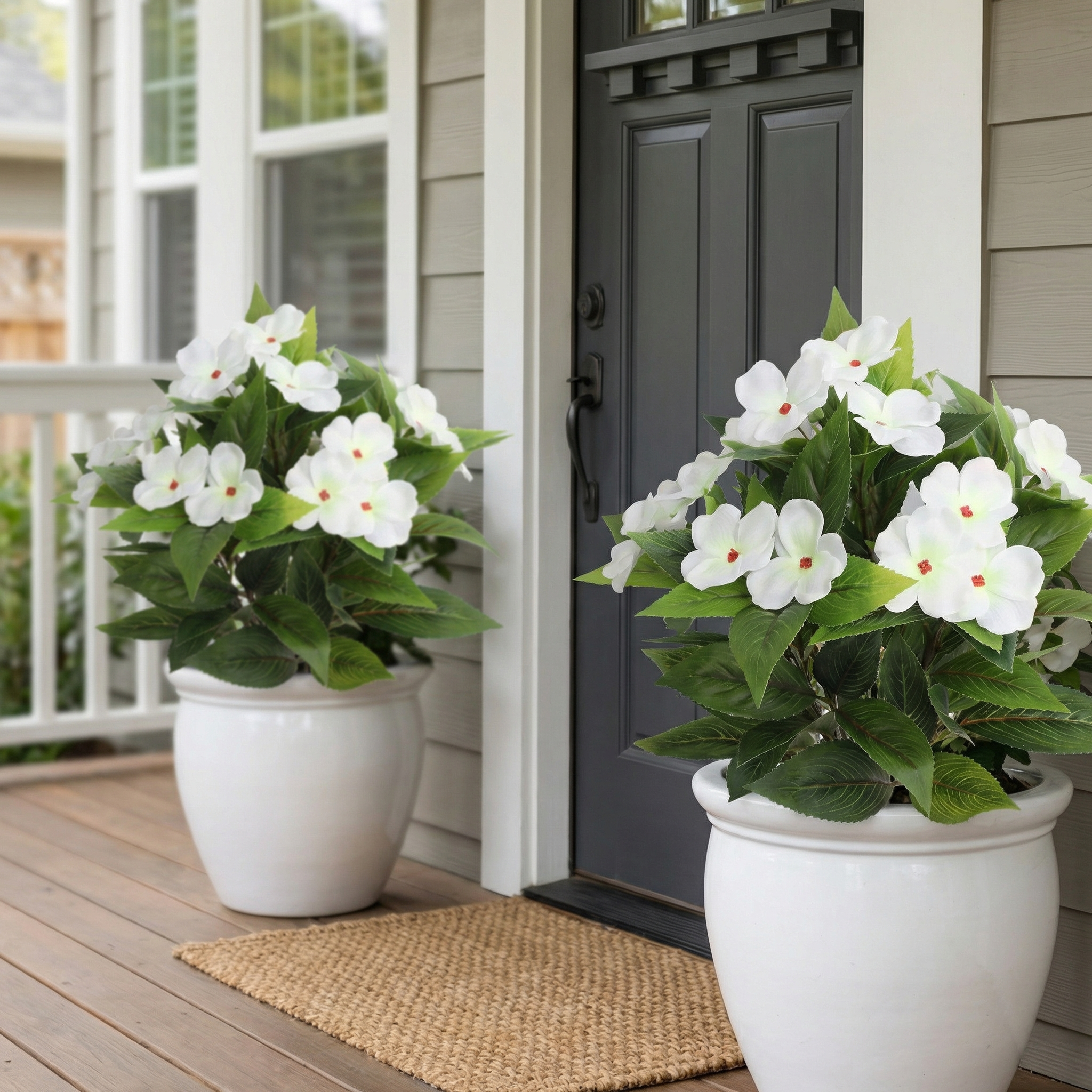 Impatiens Artificial Flowers Multi Color Faux Flower Planter Decor