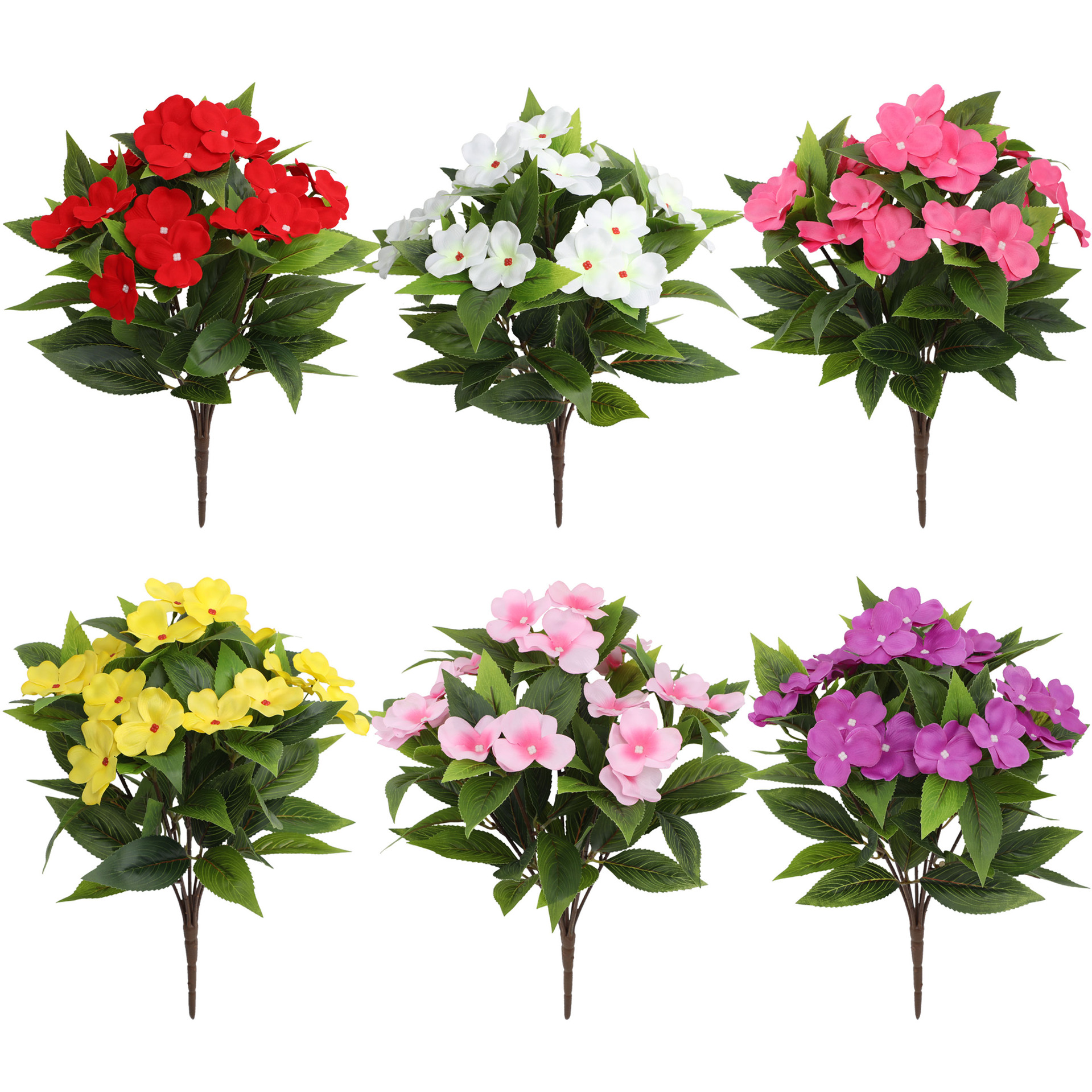 Impatiens Artificial Flowers Multi Color Faux Flower Planter Decor