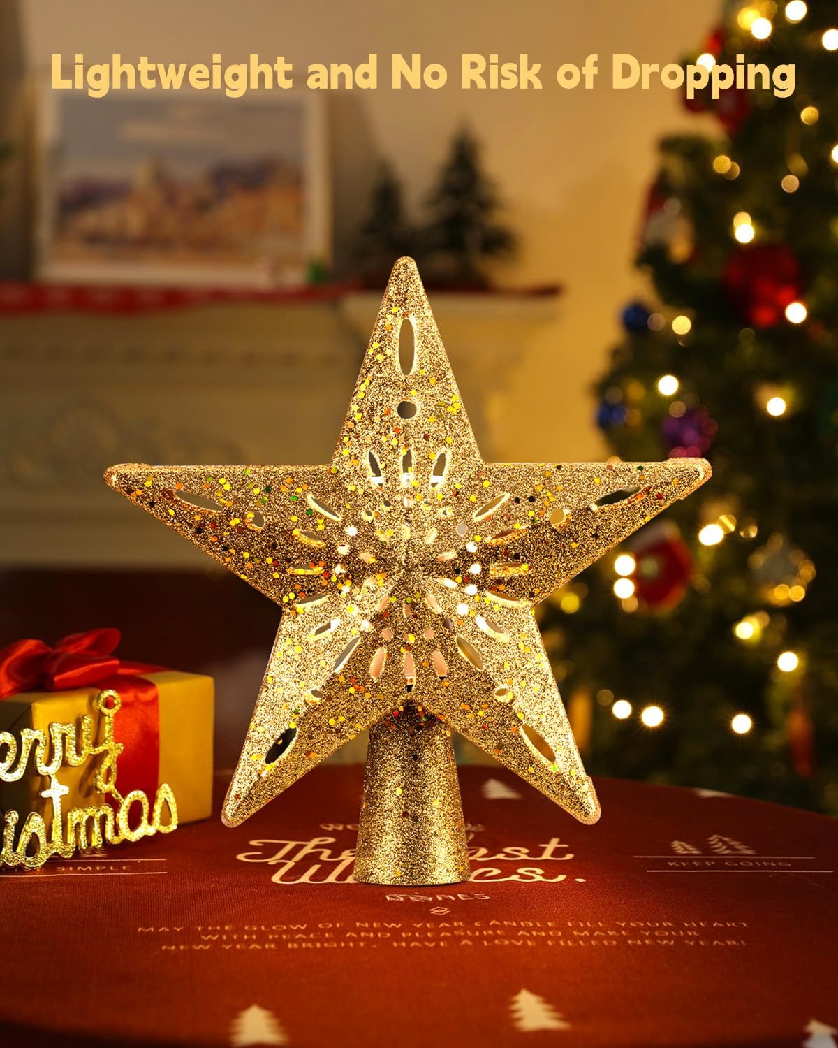 LED Star Tree Topper Snowflake Projector
