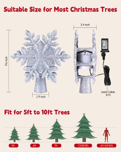 LED Star Tree Topper Snowflake Projector