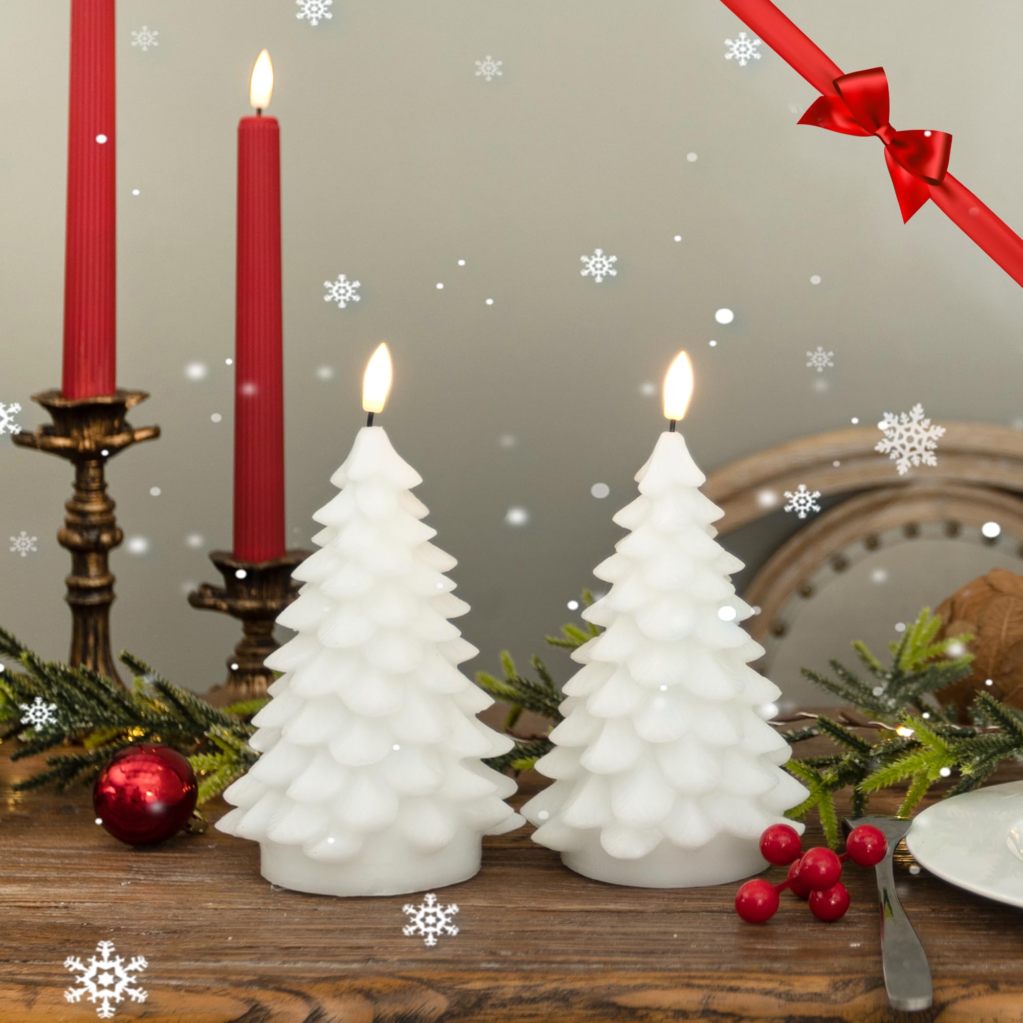 2 Pack Christmas Tree Flameless Candles