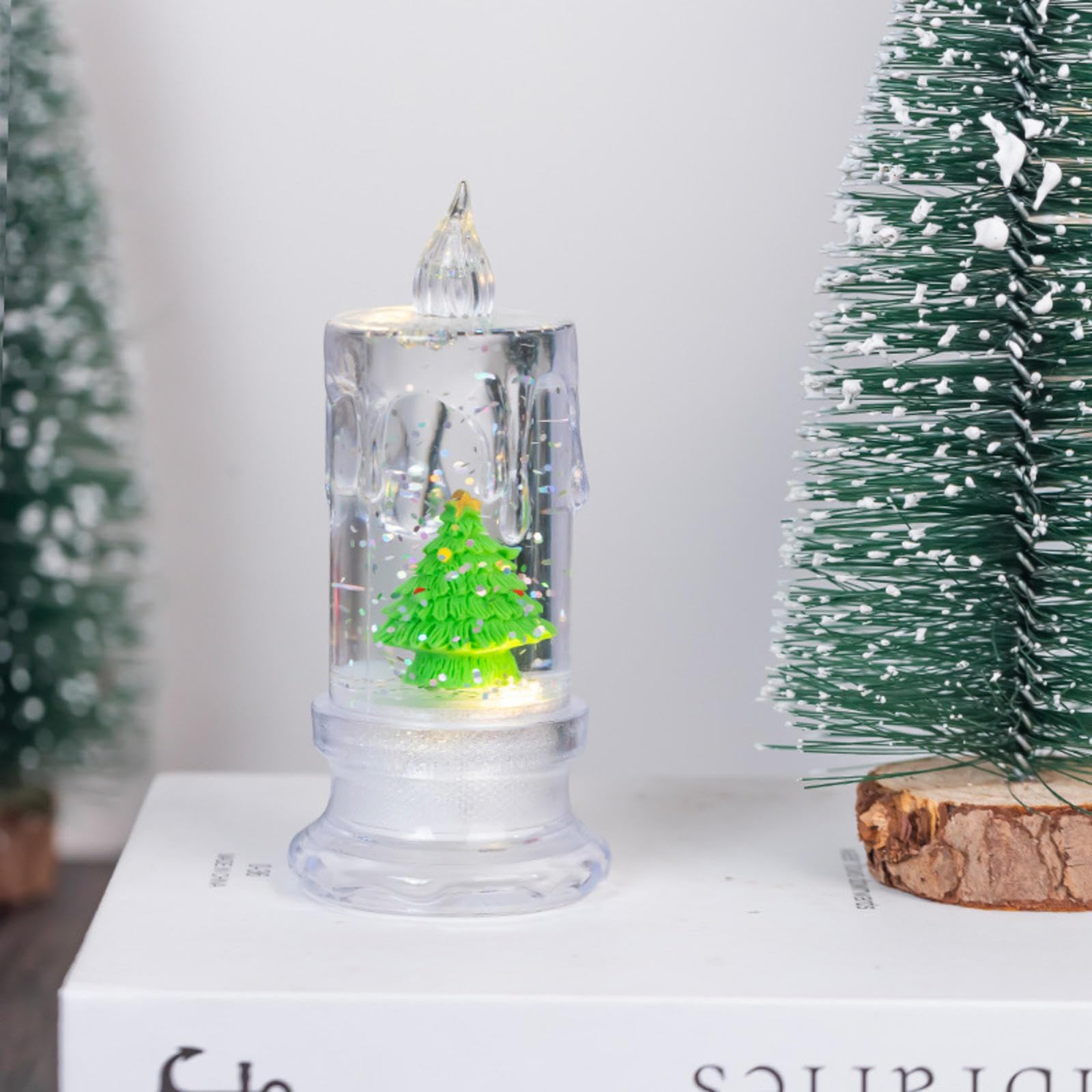 Water-Filled Glitter Christmas LED Candle