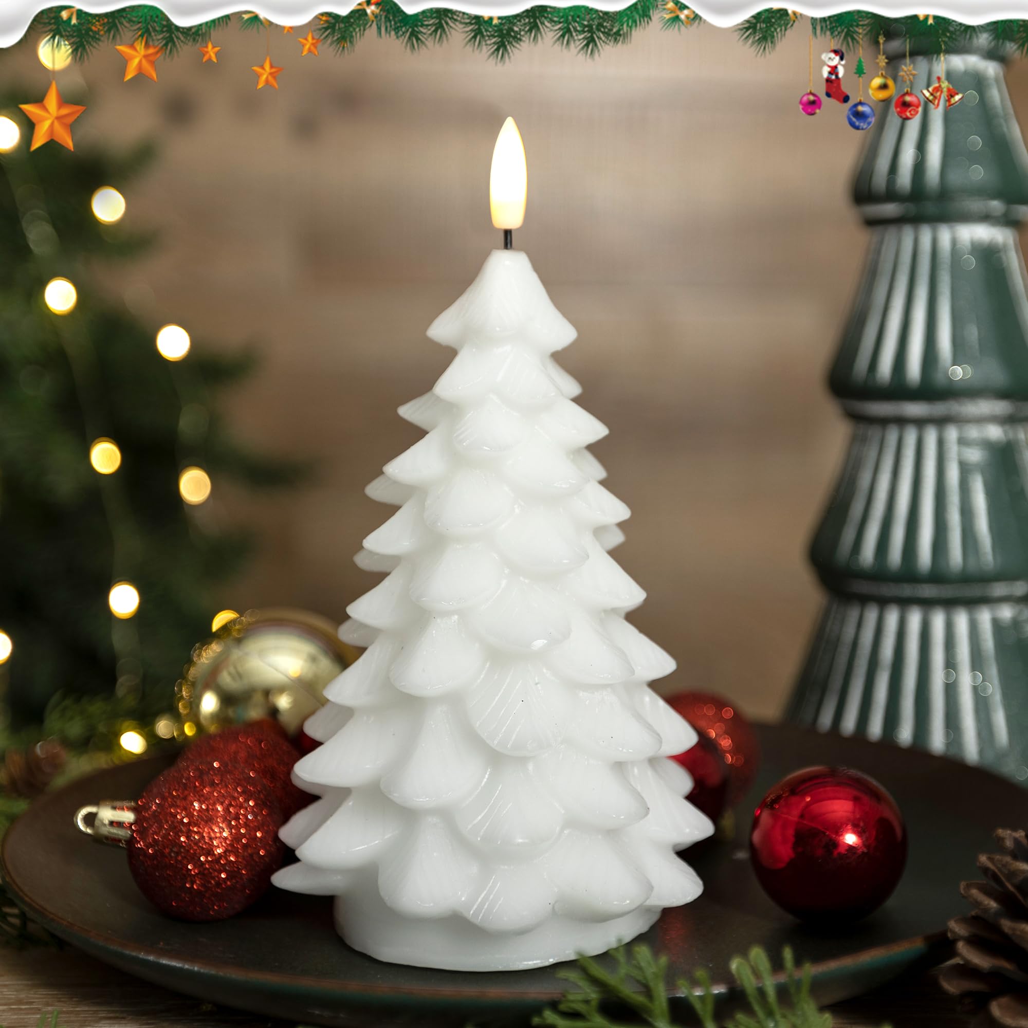 2 Pack Christmas Tree Flameless Candles