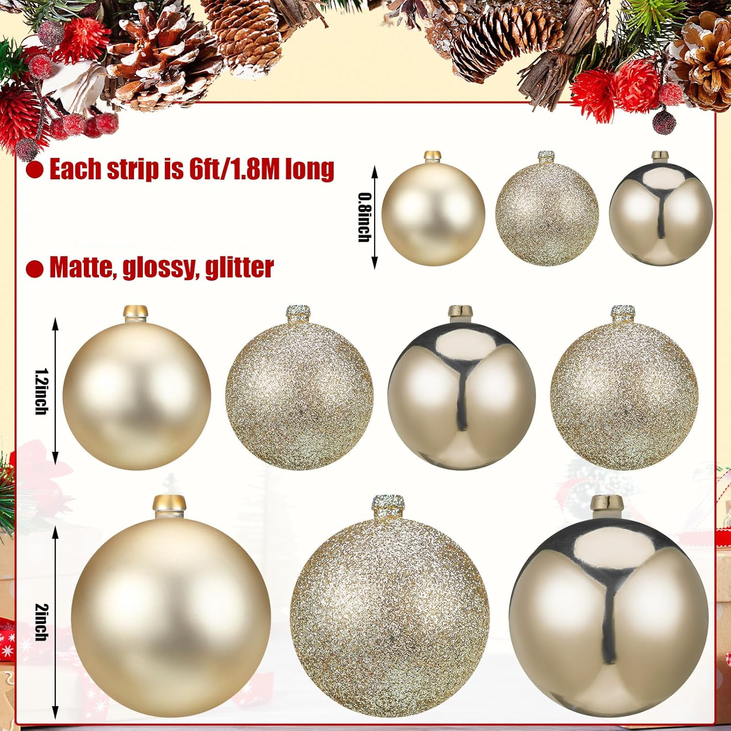 6FT Christmas Ball Ornament Garland
