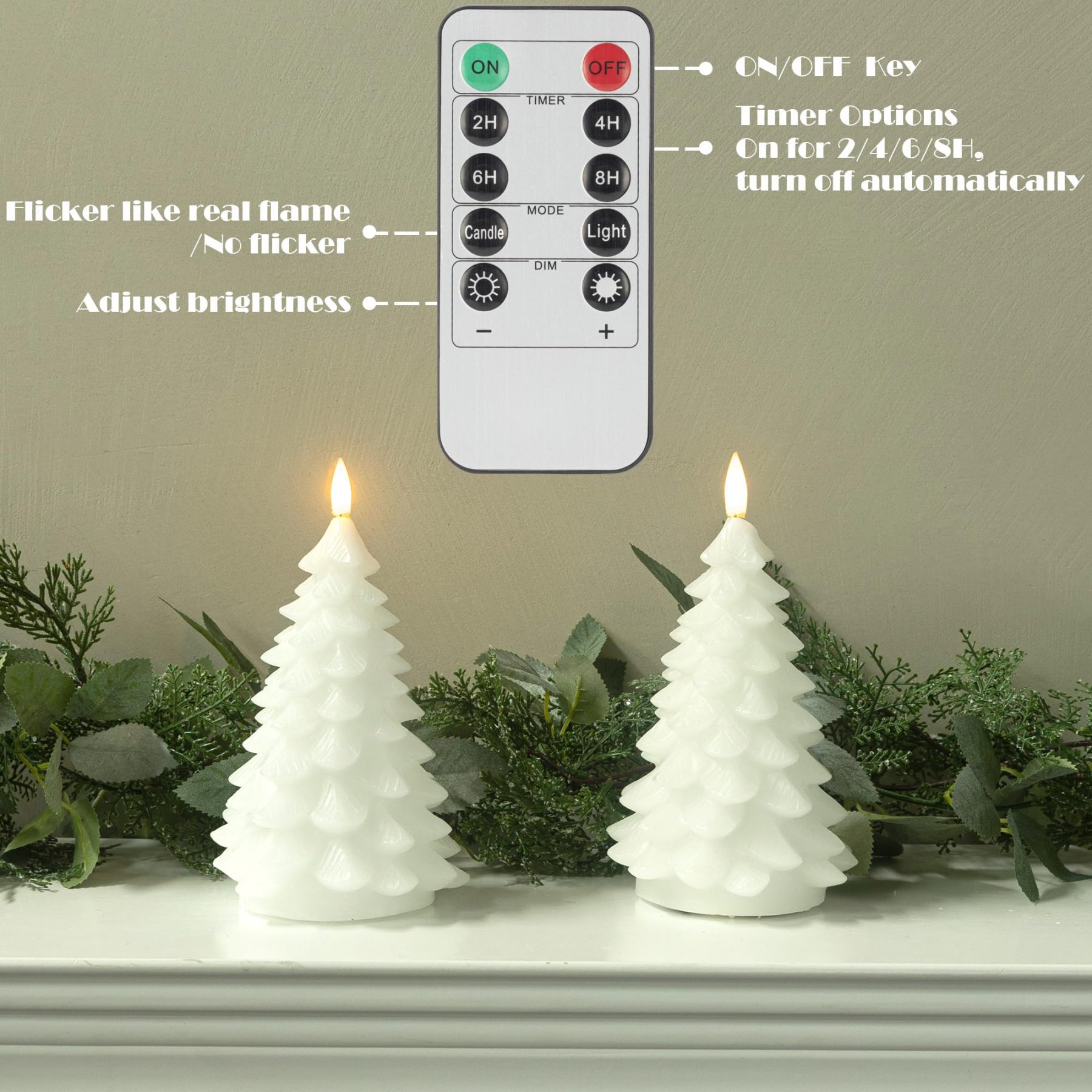 2 Pack Christmas Tree Flameless Candles