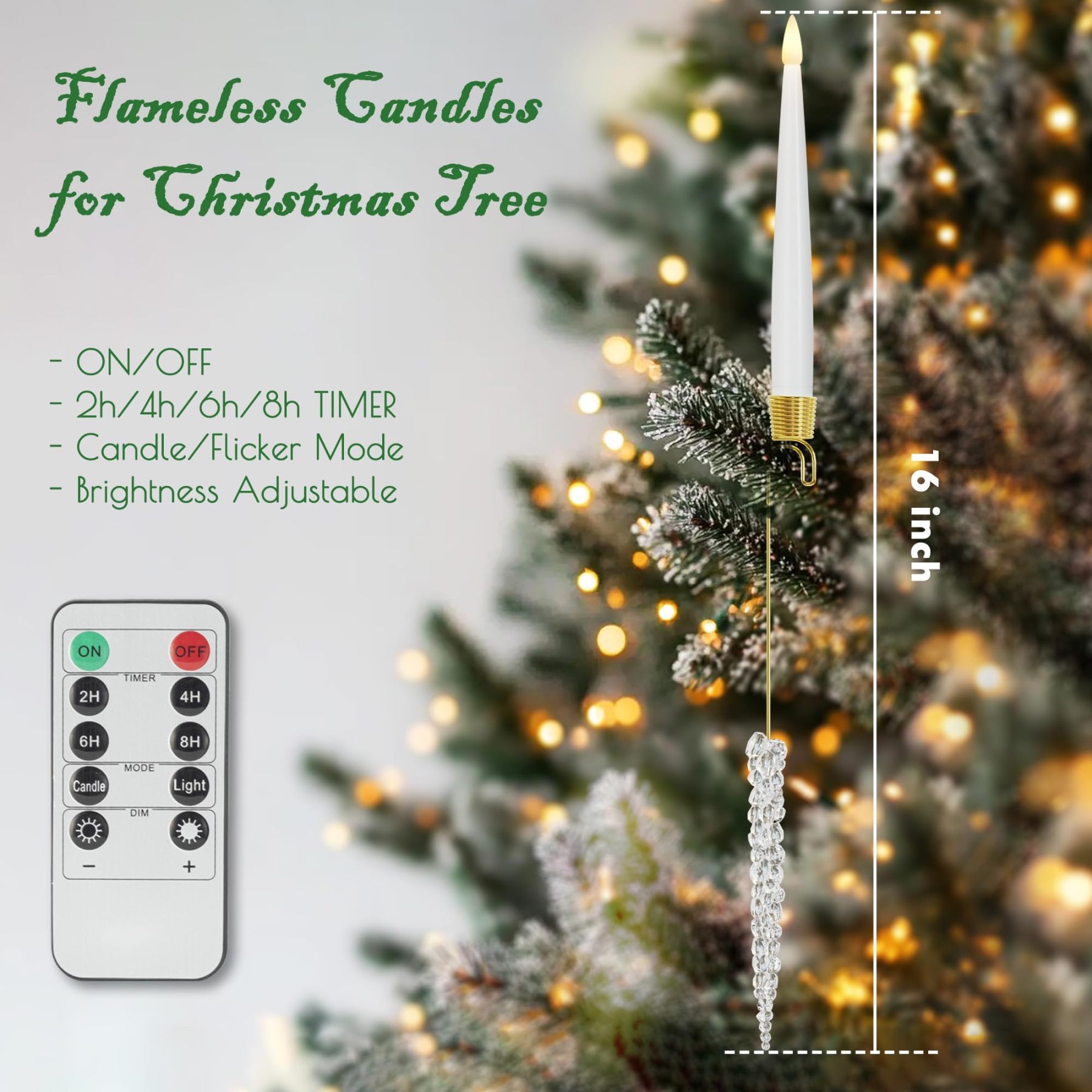 6Pcs LED Candles with Remote Timer and Hanging Hooks