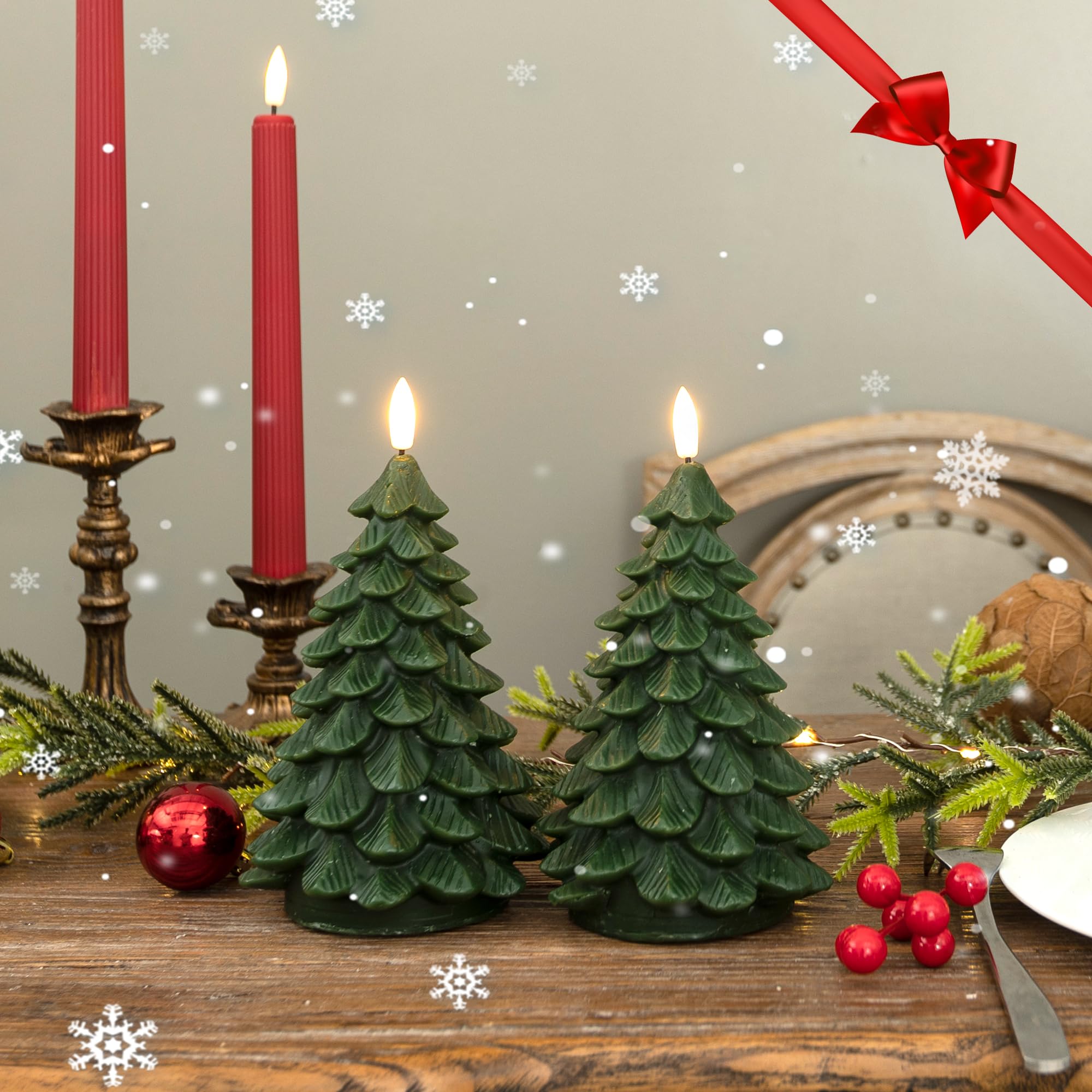 2 Pack Christmas Tree Flameless Candles