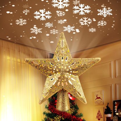 LED Star Tree Topper Snowflake Projector